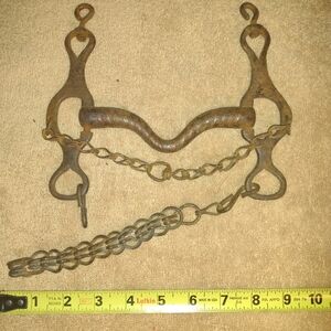 Vintage Long Shank Unique Horse Bit with Chain